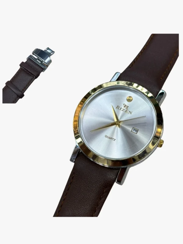 Rizen Original Brown Strap and Silver Dial Watch